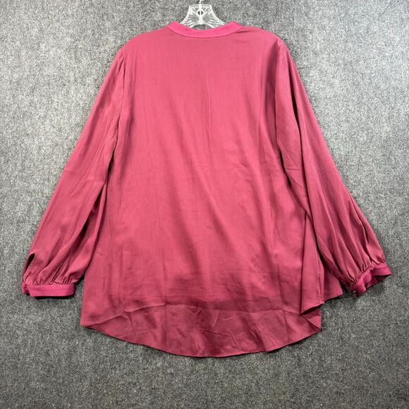 Soft Surroundings Capizzi Blouse Women's Large Red Wine Maroon Balloon Sleeve - Picture 6 of 8